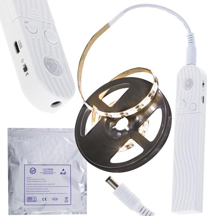 Productafbeelding Ikonka USB bewegingsmelder LED strip 1M warm wit op batterijen