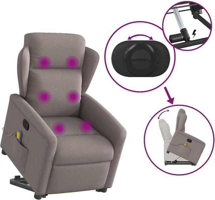 Image du produit VidaXL Fauteuil de massage électrique releveur Taupe Tissu