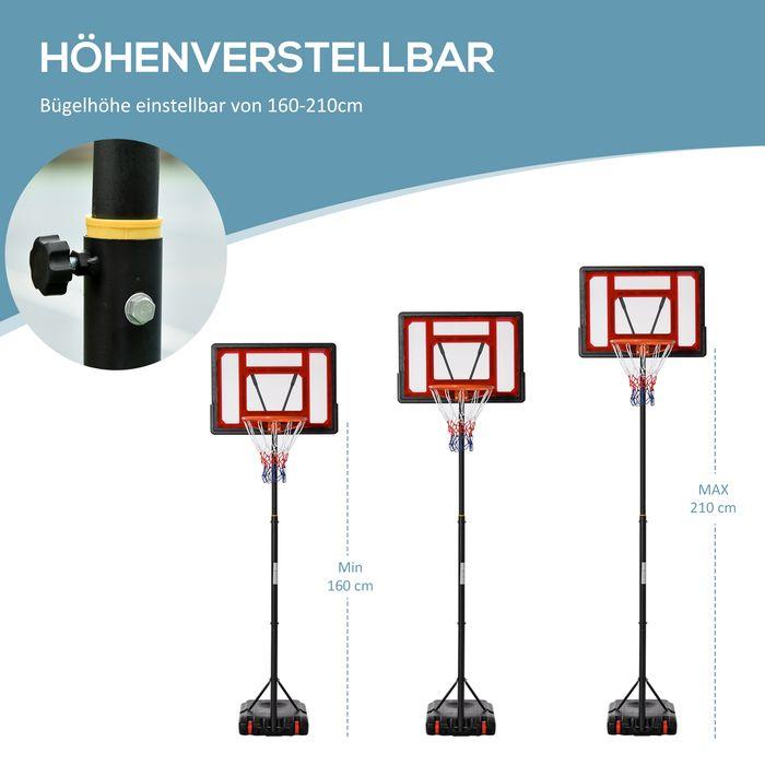 Actual product image Swisshandel24 Basketballständer Outdoor mit Rollen, 160-210 cm höhenverstellbar Basketballkorb