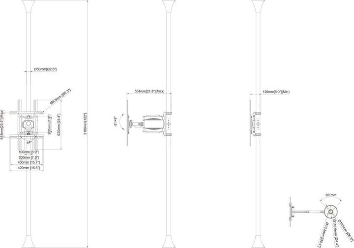 Produktbild Multibrackets Boden-Deckenhalter 1x, 40"-65", VESA 100x100