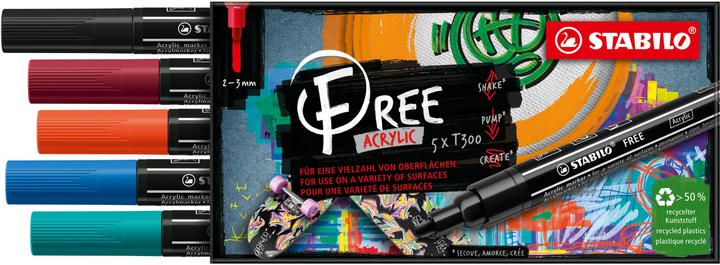 Produktbild STABILO Free (Black, Orange, Red, Blue, Turquoise, 3 mm, 5 x)