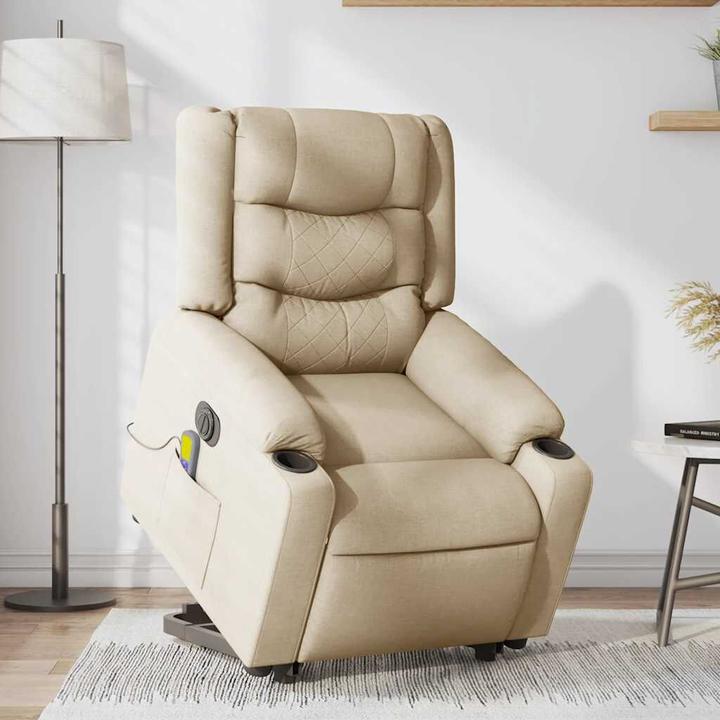 Produktbild VidaXL Elektrischer Massagesessel mit Aufstehhilfe Creme Stoff