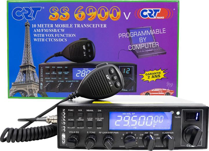 Image du produit CRT Alpha Radioamateur CRT SS 6900 VOX CB, AM, FM, USB, SSB, CW, PA, 28-29,7 MHz, ASQ, RF Gain, Roger Beep, 12