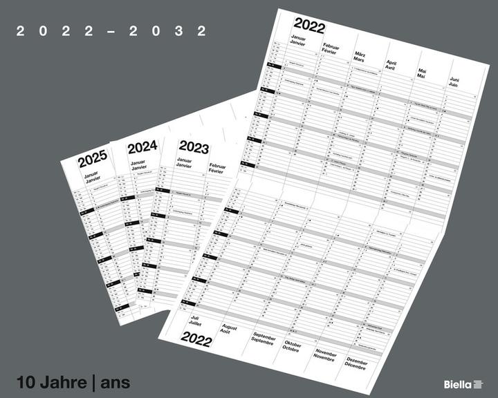 Produktbild Biella 10-Jahreskalender (24 x 30 cm, Deutsch, Französisch)