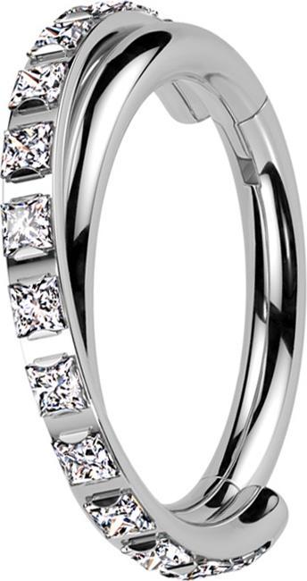 Image du produit Star Piercing Micro Segmentring klappbar silber gekreuzt seitlich quadratische Kristalle silber (sans laiton, Titane G23)