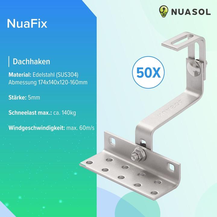 Produktbild Nuasol Dachhaken für Photovoltaik Solarmodule (Solaranlage Montagematerial)