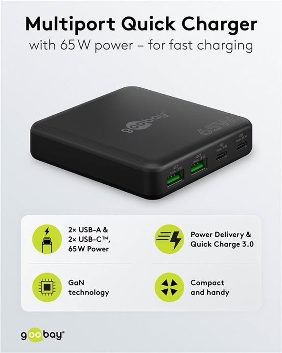 Actual product image Goobay Multiport 4x Table Charger (65 W)