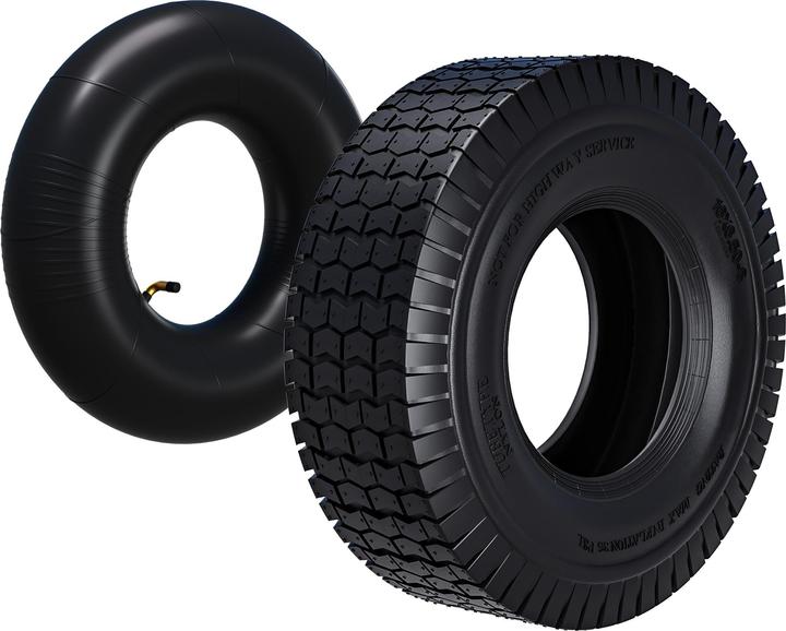 Image du produit Wiltec Pneu pour tracteur à pelouse 16x6.50-8 4pr avec chambre à air et valve coudée tondeuse à gazon (Tracteur de pelouse, Accessoires pour tracteurs)