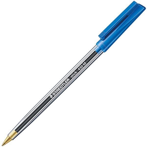Image du produit Staedtler ® Stylo à bille jetable stick 430 0,35mm bleu modèle à capuchon indélébile (Transparent, 1 x)