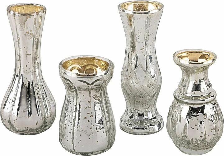 Image du produit Loberon Set de 4 vases décoratifs Maelie argent antique (4 x)