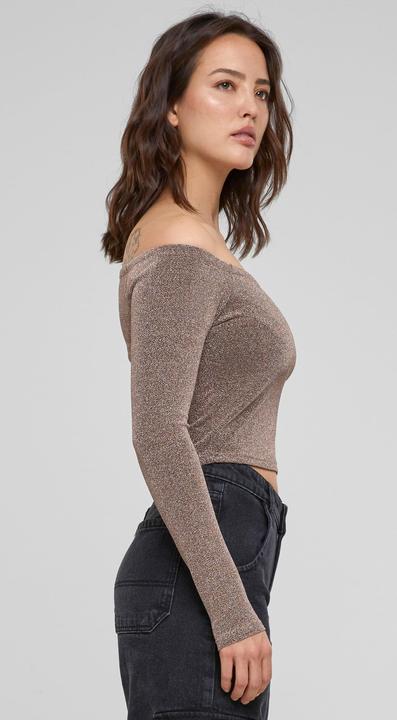 Actual product image Urban Classics Ladies Off Shoulder Glitter Longsleeve (4XL)