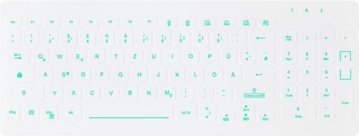 Produktbild Active Key Hygiene Backlit Compact Keyboard with NumPad Fully Sealed Watertight USB White (DE, Kabelgebunden)