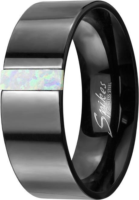 Image du produit Star Piercing Bague noire avec rayures opalescentes (Acier chirurgical 316L, sans laiton)
