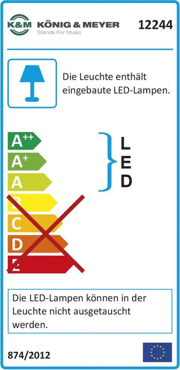 Image du produit K&M Pupitre à musique FlexLight double 2 LED (Instrument Éclairage)