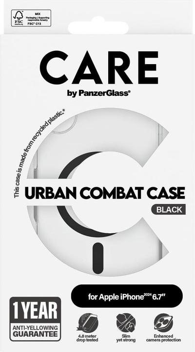 Actual product image PanzerGlass CARE Flagship Case Urban Combat w. Black MagSafe iPhone '24 6.7" (Apple iPhone 16 Plus)