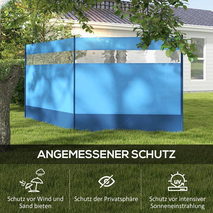 Produktbild Swisshandel24 Windschutz mit Sichtfenster und Tragetasche, Stahlstangen, 440x140cm, Blau (440 cm)