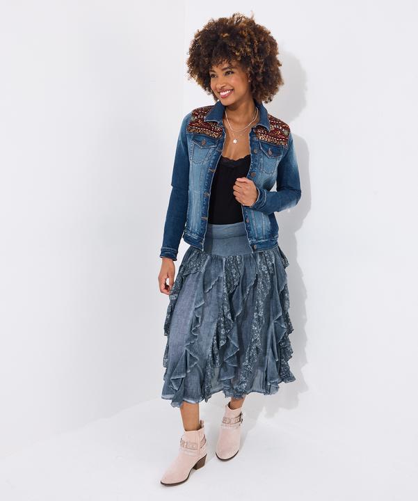 Produktbild Joe Browns Frilled Denim Look Midi Skirt (44)