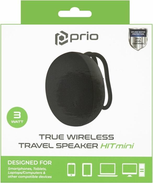 Produktbild prio 3W True Wireless Travel Lautsprecher HIT mini grau (4 h, Akkubetrieb)