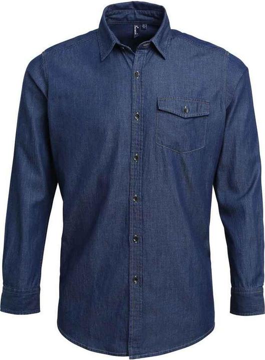 Produktbild Premier Denim Hemd mit Kontrastnähten (L)