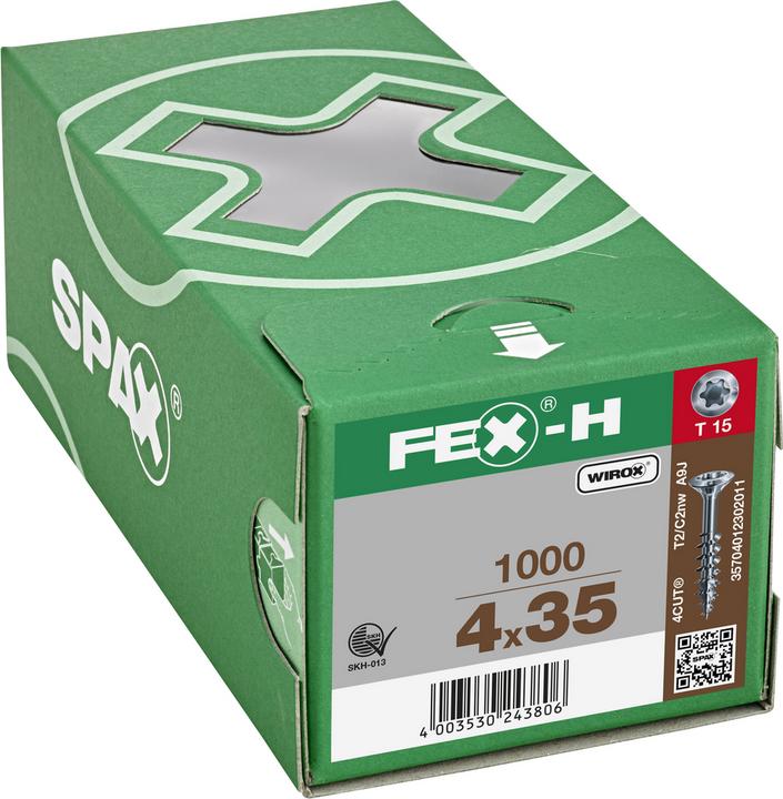 Image du produit Spax Vis pour vitrage FEX-H 4,0x35mm TX15 TG Wirox (1000 Vis par pièce)