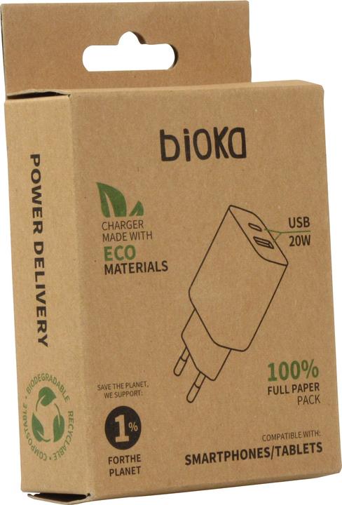 Produktbild Bioka Doppel Adapter 20W biologisch abbaubar Eco-friendly USB-C Power Delivery (20 W)