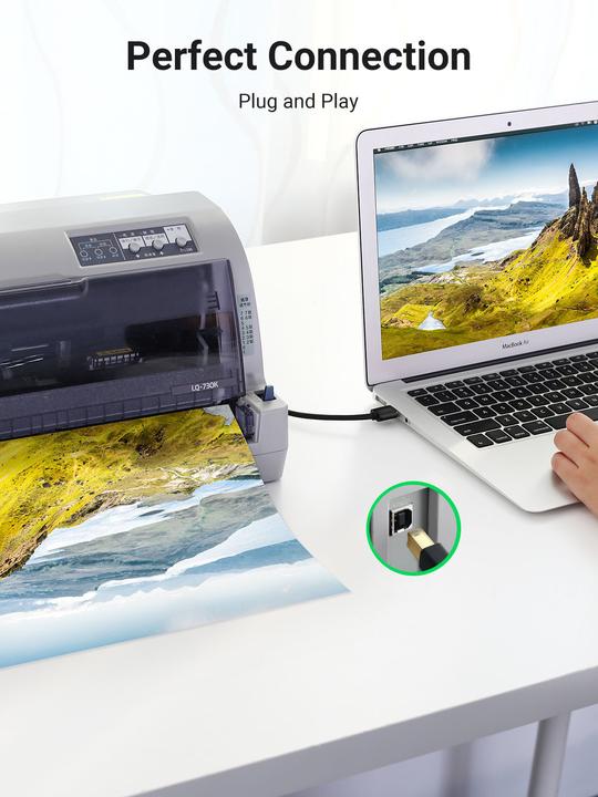 Image du produit Ugreen USB A — USB B (3 m, USB 2.0)