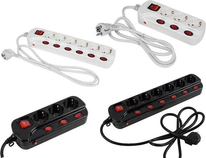 Actual product image Heitronic 45190 Multiple socket outlet with switch 3gang white protective contact 1 pc. (3 x, 3-pole, 1.50 m)