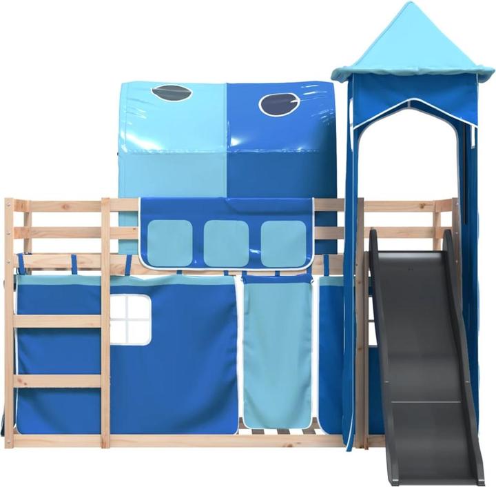 Actual product image VidaXL Bunk bed with slide and curtains (90 x 200 cm)