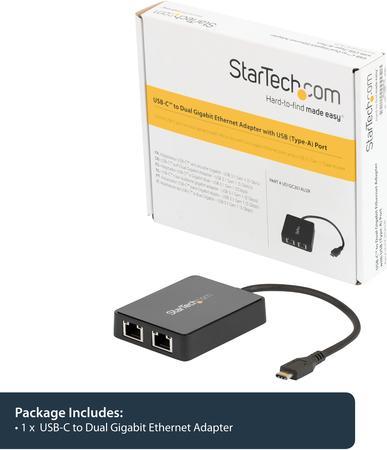 Actual product image StarTech USB-C To Dual Gbe Adapter (USB, RJ45 Gigabit Ethernet (2x))