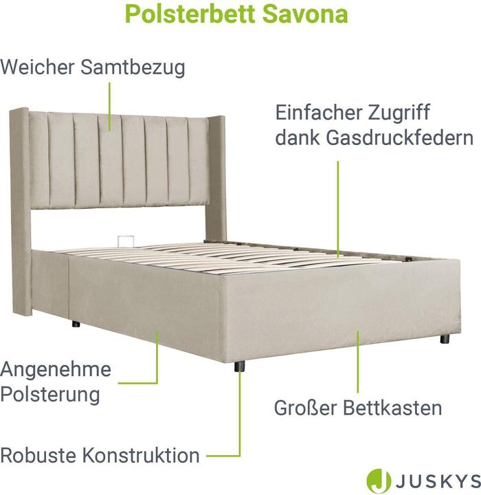Actual product image Juskys Savona upholstered bed (140 x 200)