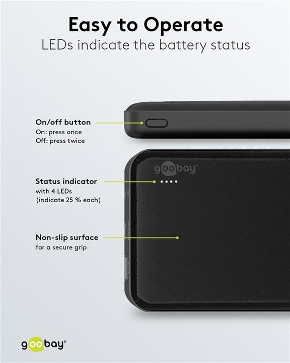 Produktbild Goobay Powerbank Slimline 10.000 mAh (10000 mAh, 37 Wh)