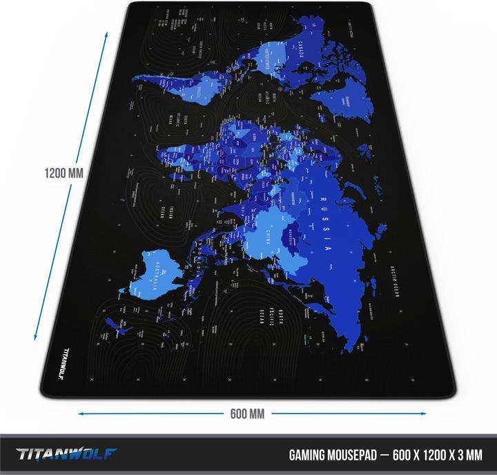 Produktbild Titanwolf Gaming Mauspad, XXXL Speed Mausmatte 1200 x 600 mm, Geschwindigkeit & Präzision, Englisch blau