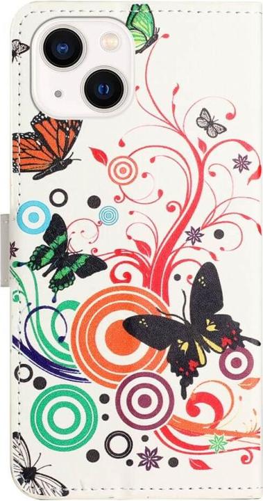 Actual product image Cover-Discount iPhone 15 - Leather case cover butterfly white (Apple iPhone 15)