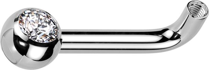 Produktbild Star Piercing Barbell-Stab L Gebogen silber mit 1.2 mm Innengewinde mit Kugel Kristall silber (ohne Messing, Titan G23)
