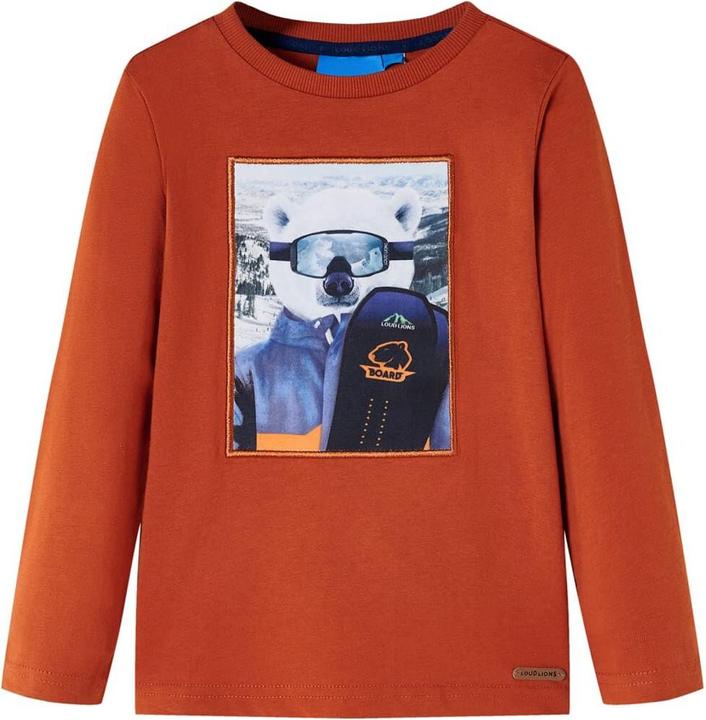 Actual product image VidaXL Children's long-sleeved shirt rust brown 140,Material: 100 (140)