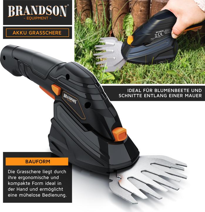 Actual product image Brandson Cordless grass shears, electric garden shrub shears, telescopic pole 90-130 cm with wheels, lawn (Cordless hedgecutters)