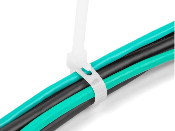 Actual product image Delock Cable tie reusable L 200 x W 4.8 mm 100 pieces white (Plastic cable ties, 200 mm, 100 pcs.)