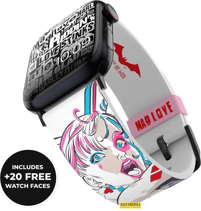 Produktbild Moby Fox Armband Smartwatch Harley Quinn Mad Love 22 mm (22 mm, Edelstahl, Silikon)