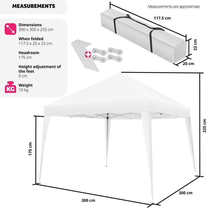 Produktbild tectake Faltbarer Pavillon Linosa 3x3 m (300 cm, 300 cm)