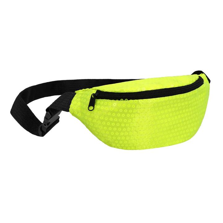 Actual product image Boland Bauchtasche Gürteltasche in Neon Gelb mit Pailletten