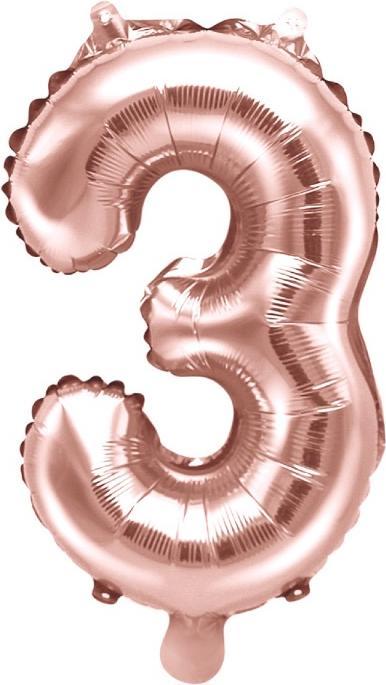 Image du produit Partydeco Ballon numéroté Feuille 3 Rose Or 35-40 cm (1 x)