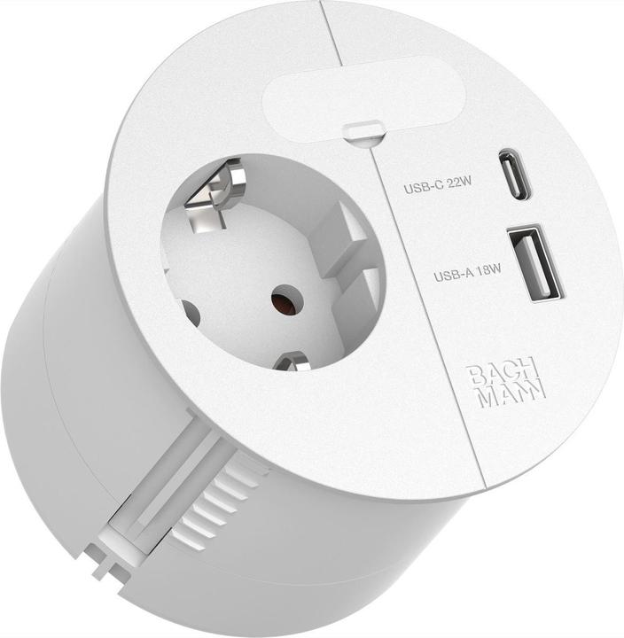 Produktbild Bachmann LOOP IN CHARGE Steckdose USB A/C Winkelstecker, weiss (938.301) (1 x, CEE 7/3, 2 m)