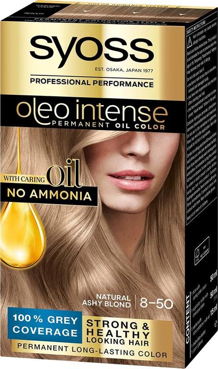 Syoss OLIO INTENSE tinte sin amoniaco #8.50-rubio ceniza 5 pz (8-50)