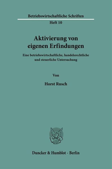Produktbild Aktivierung von eigenen Erfindungen. (Horst Rusch, 1963)