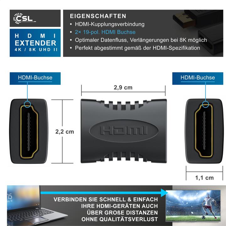 Image du produit CSL Adaptateur HDMI, Full HD - Extension - coupleur, HDMI femelle à HDMI femelle (HDMI, 4.50 cm)