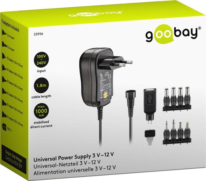 Image du produit Goobay Adaptateur secteur universel 3V-12V 1.0 A