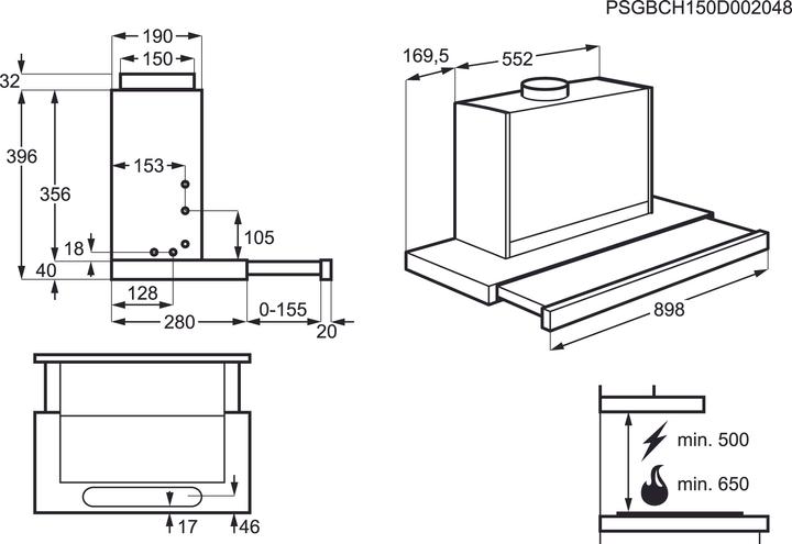 Produktbild AEG DPB5950M Halb eingebaut (Pullout) ³/h A (Huttenlüfter)