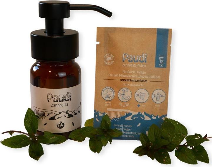 Actual product image Einfach Weniger Toothpaste starter set (powder and pump bottle)