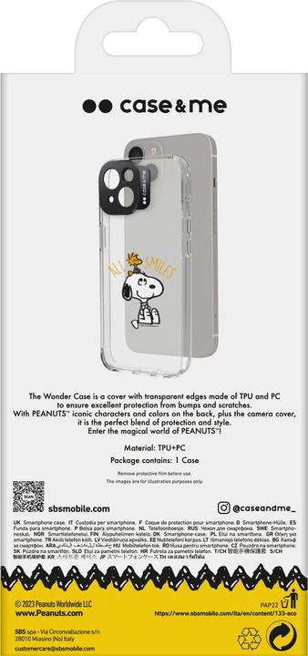 Actual product image SBS case&me Peanuts cover cam logo iPhone 14 design4 Snoopy All Smiles Classic (Apple iPhone 14)