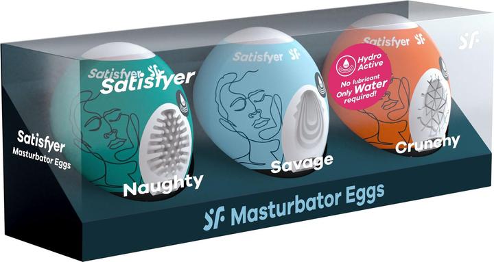 Actual product image Satisfyer Masturbator Egg Set - Naughty, Savage, Crunchy - 3 pcs